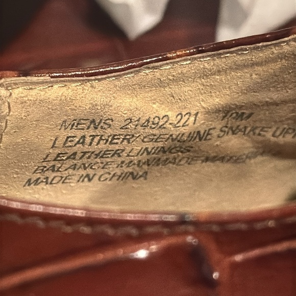 Stacy Adams genuine, snake skin, brown, cognac, leather lace up dress shoes 10 - Picture 6 of 16